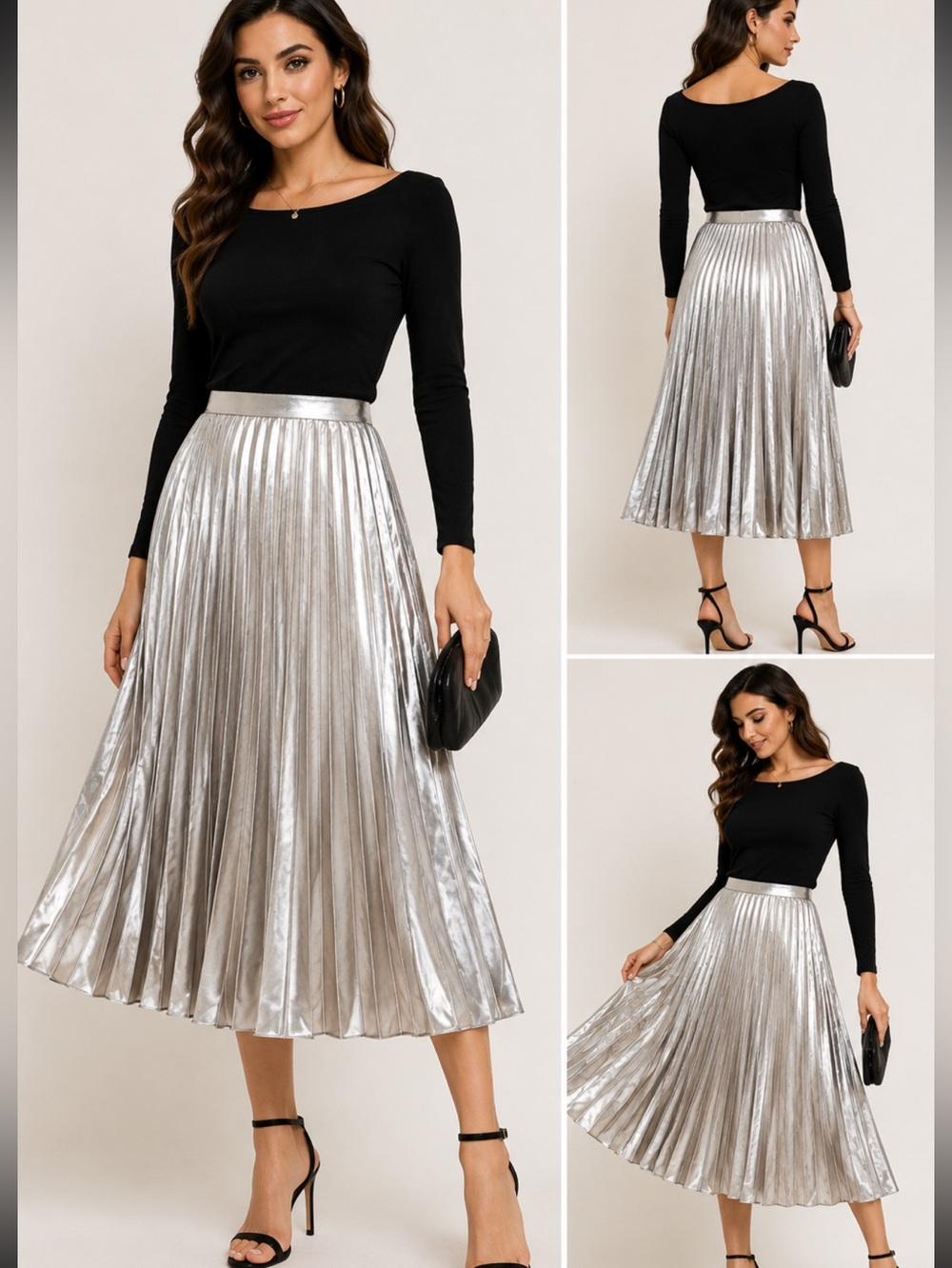 Sliver pleaded midi skirt size Large
